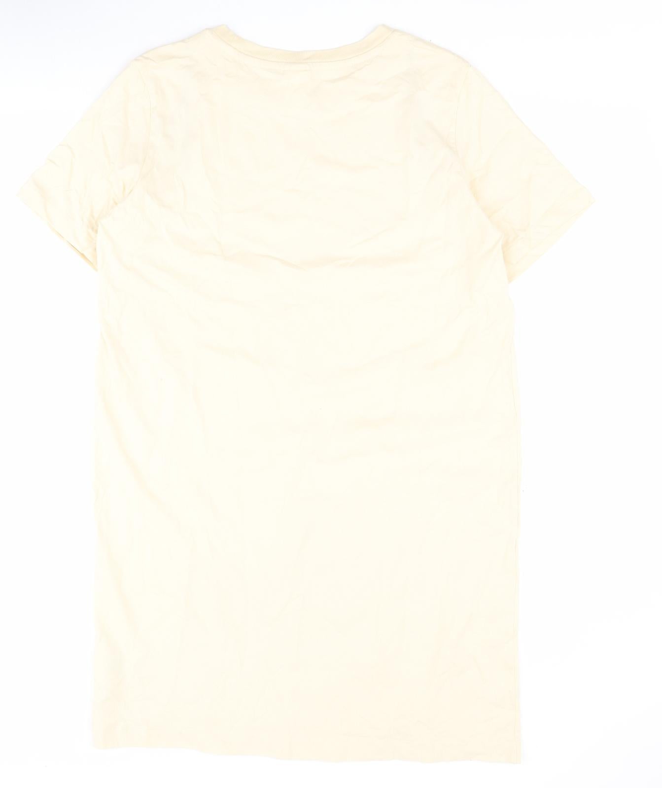 H&M Womens Beige  100% Cotton T-Shirt Dress    Crew Neck Pullover
