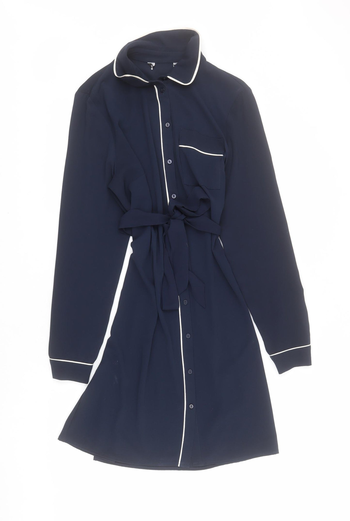 George Womens Blue  Polyester Shirt Dress  Size 12  Collared Button