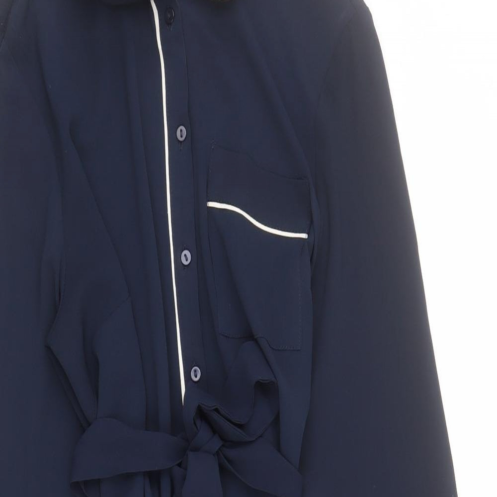 George Womens Blue  Polyester Shirt Dress  Size 12  Collared Button