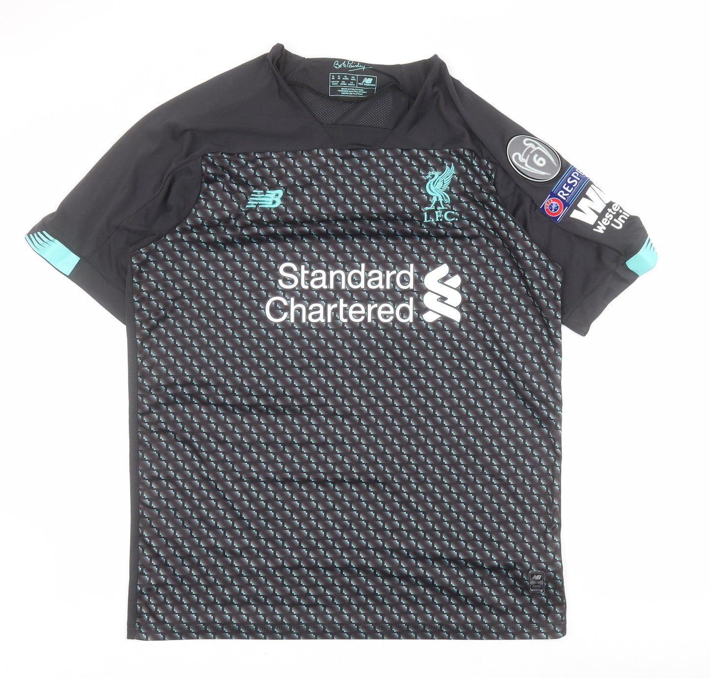 New Balance Mens Black Geometric Polyester  T-Shirt Size XL V-Neck  - Liverpool FC