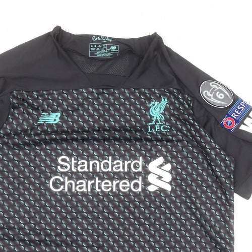 New Balance Mens Black Geometric Polyester  T-Shirt Size XL V-Neck  - Liverpool FC