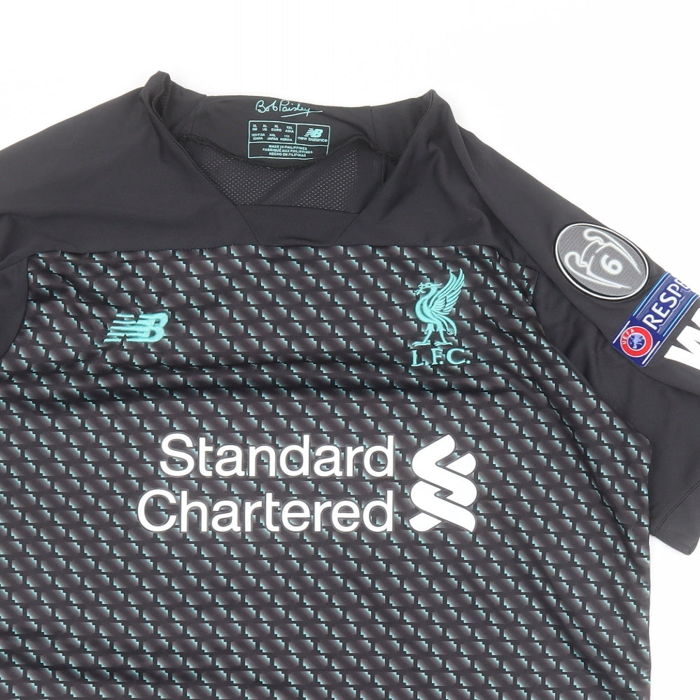 New Balance Mens Black Geometric Polyester  T-Shirt Size XL V-Neck  - Liverpool FC