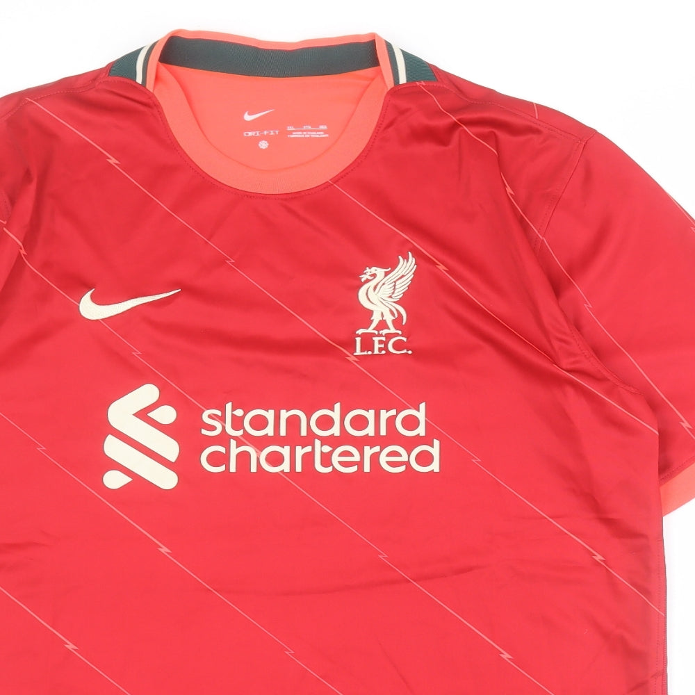 Nike Mens Red  Polyester  T-Shirt Size 2XL Round Neck  - Liverpool FC