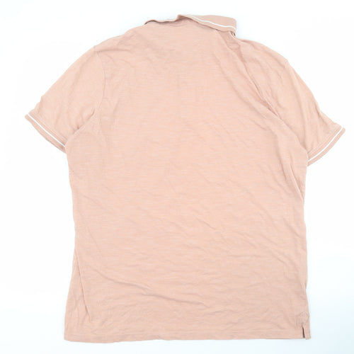 George Mens Pink  Cotton  Polo Size L Collared Button