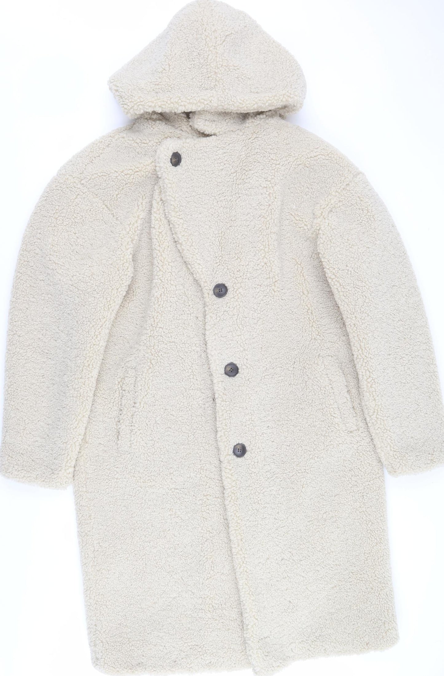 Boohoo Man Mens Beige   Overcoat Coat Size XL  Button