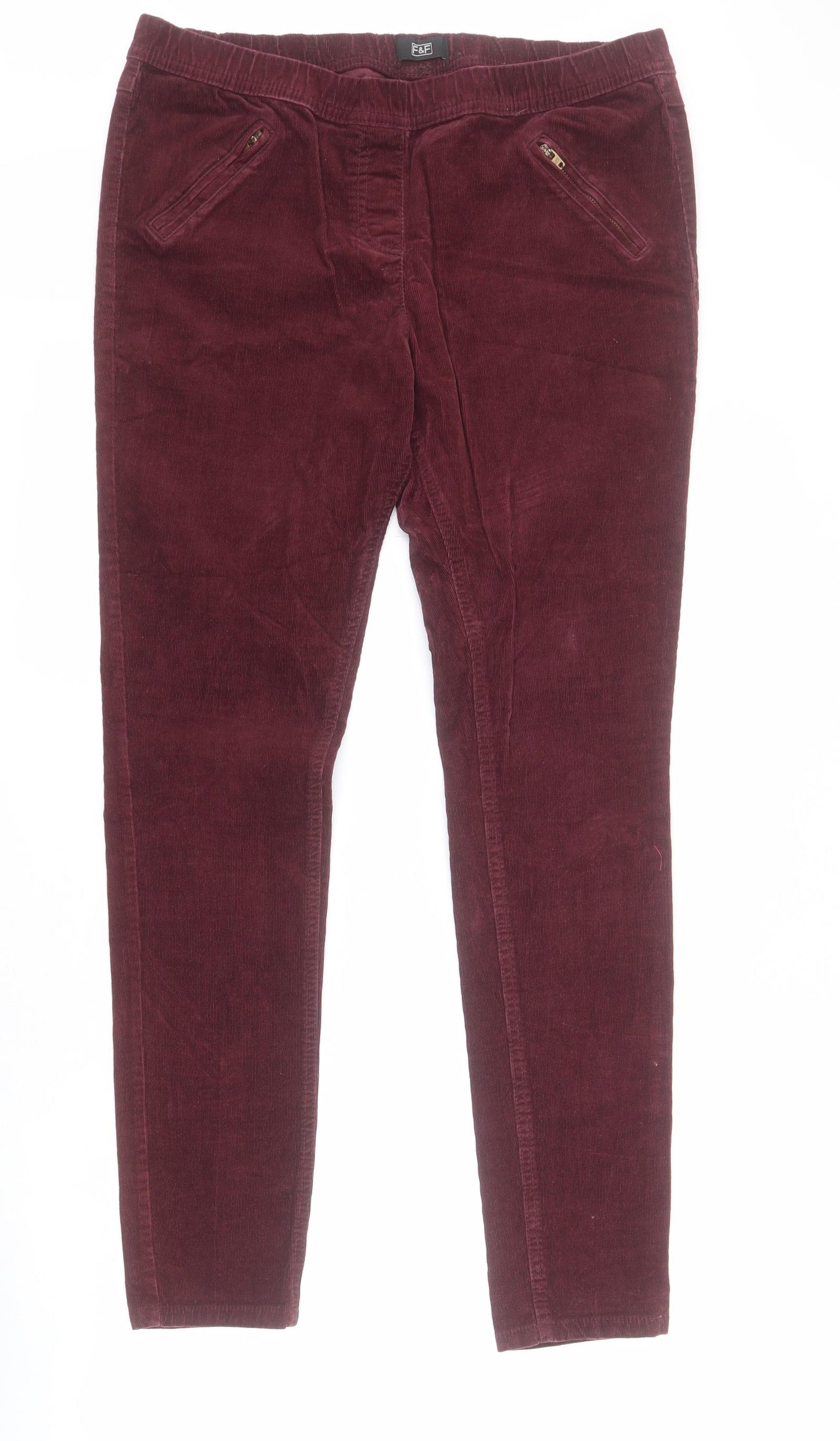 F&F Womens Red  Cotton Skinny Jeans Size 14 L29 in Regular