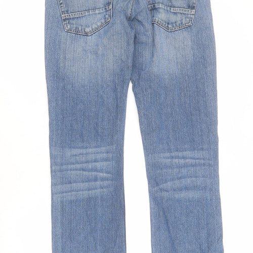 Crosshatch Mens Blue  Cotton Straight Jeans Size S L28 in Regular Button