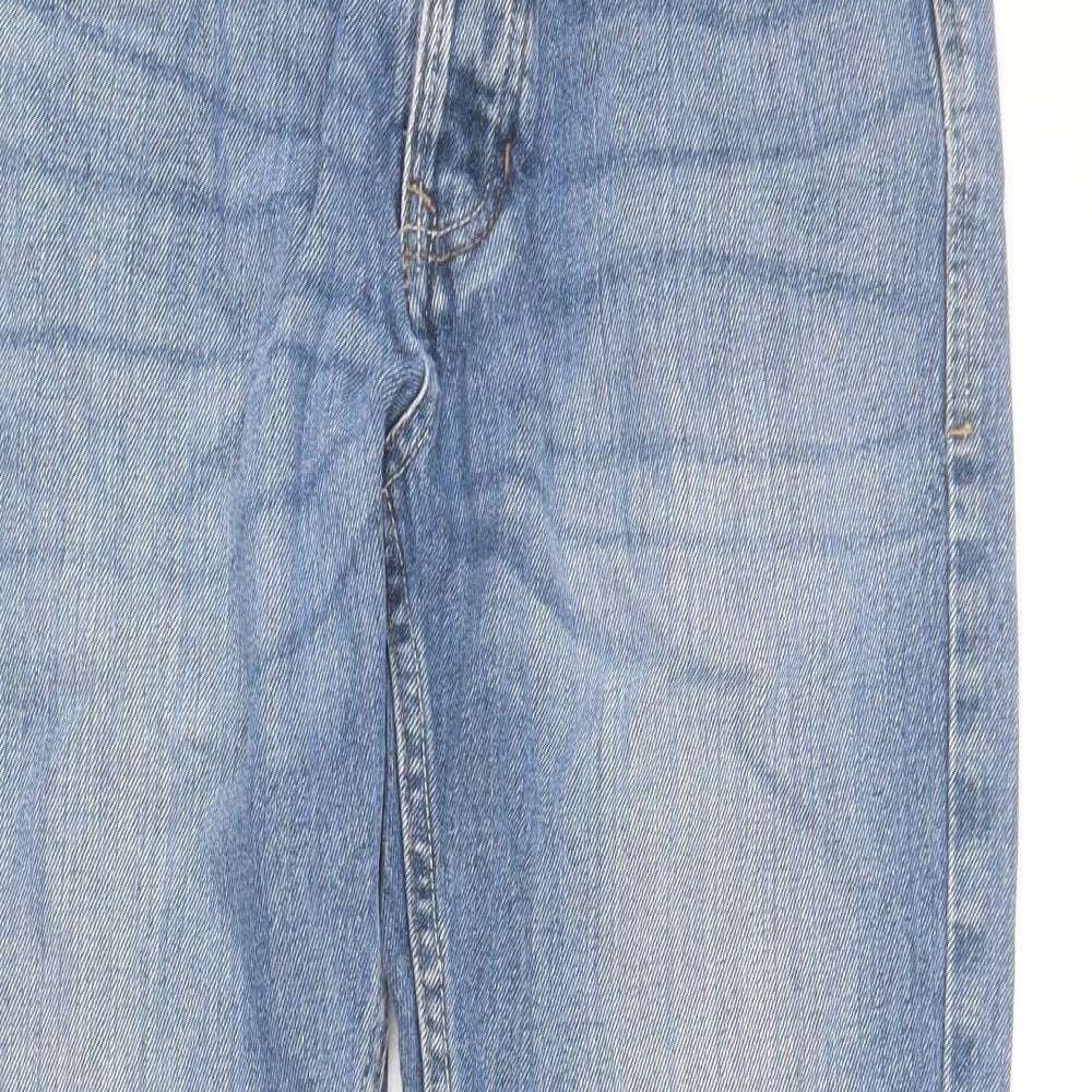 Crosshatch Mens Blue  Cotton Straight Jeans Size S L28 in Regular Button