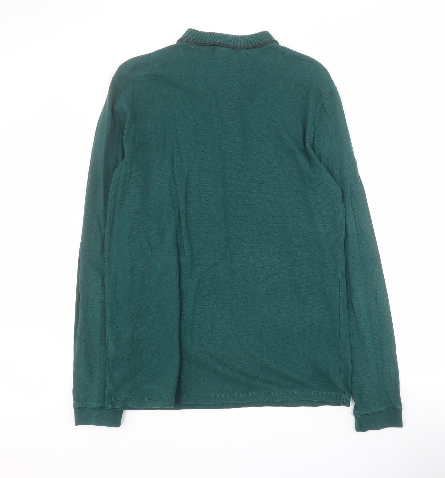 Topman Mens Green  Cotton  Polo Size L Collared Button