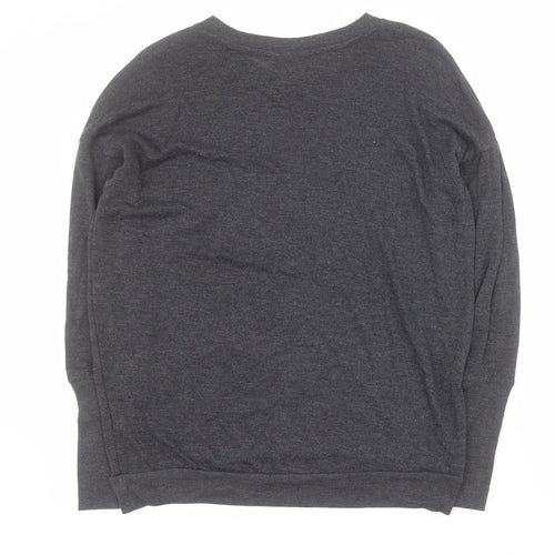 Topshop Womens Grey V-Neck  Polyester Pullover Jumper Size 6