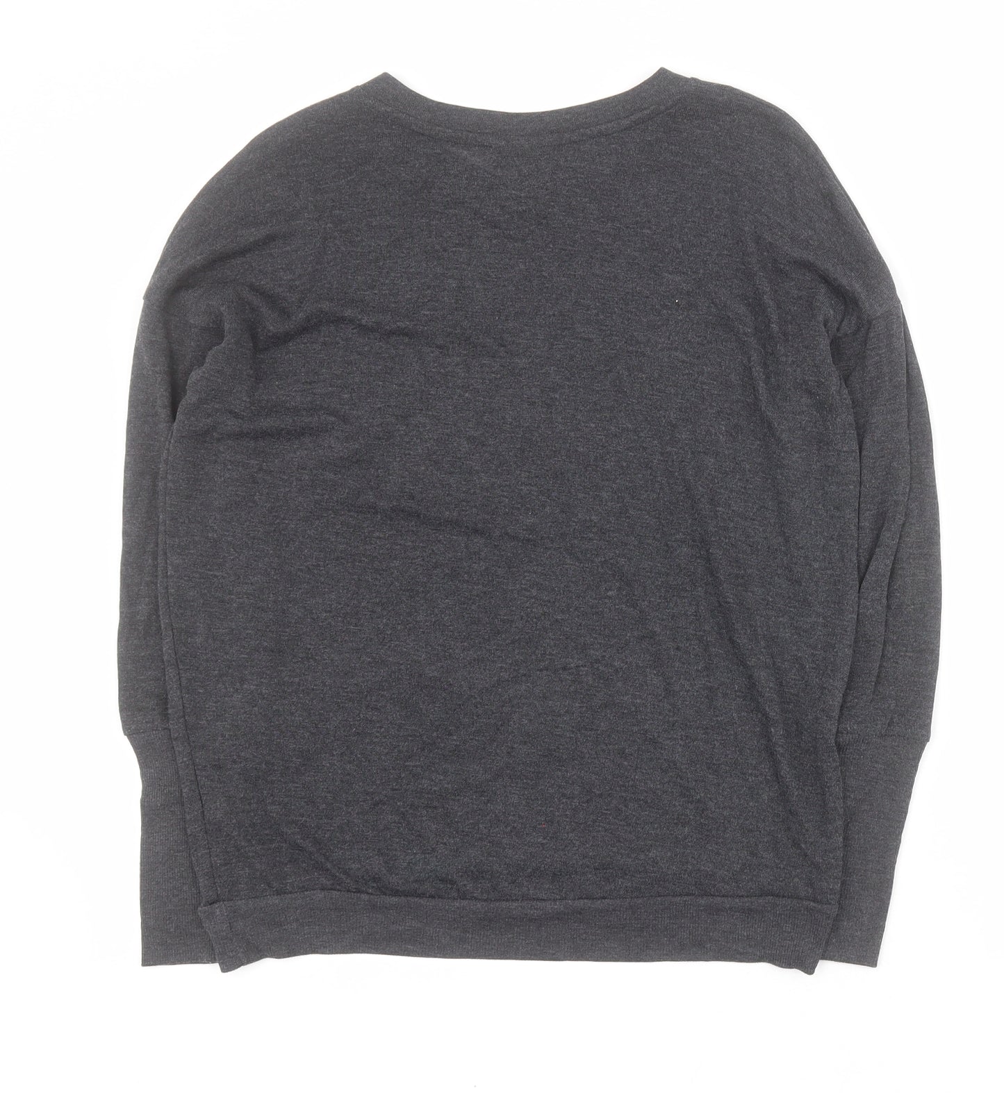 Topshop Womens Grey V-Neck  Polyester Pullover Jumper Size 6