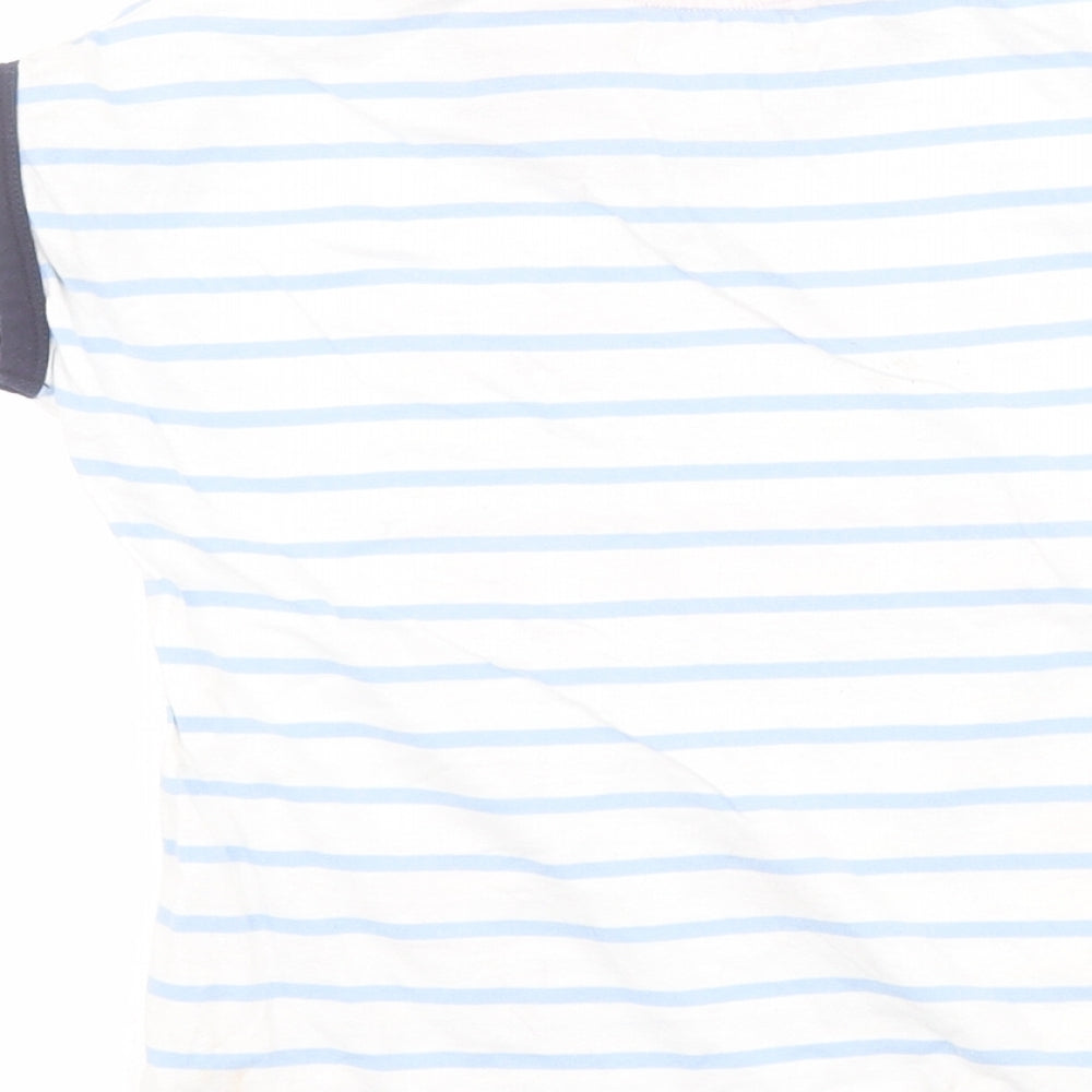 Summer Days Girls Blue Striped 100% Cotton Pullover T-Shirt Size 3-4 Years Round Neck Pullover - Slogan