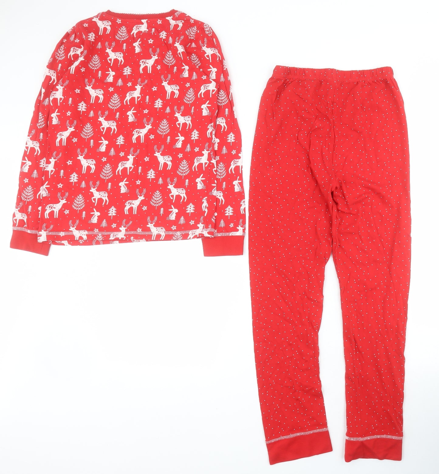 TU Girls Red Polka Dot 100% Cotton Top Pyjama Set Size 11-12 Years  Pullover - Christmas