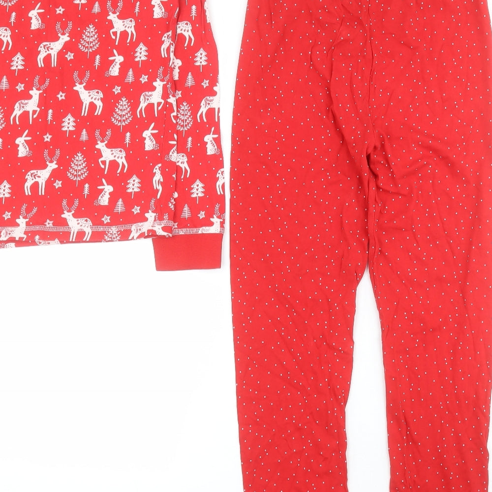 TU Girls Red Polka Dot 100% Cotton Top Pyjama Set Size 11-12 Years  Pullover - Christmas