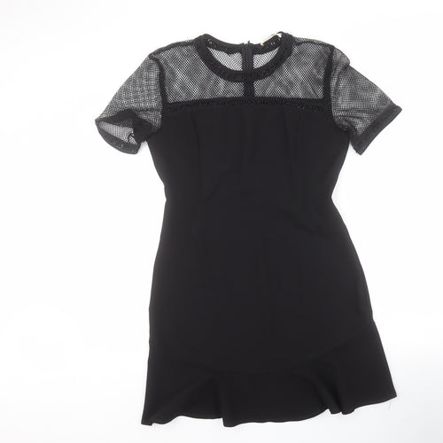 Just Addict Womens Black  Polyester A-Line  Size M  Round Neck Zip