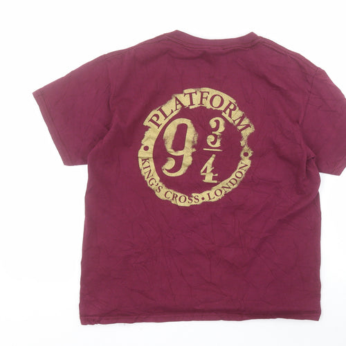 Gildan Boys Red  Cotton Pullover T-Shirt Size M Crew Neck Pullover - Harry Potter
