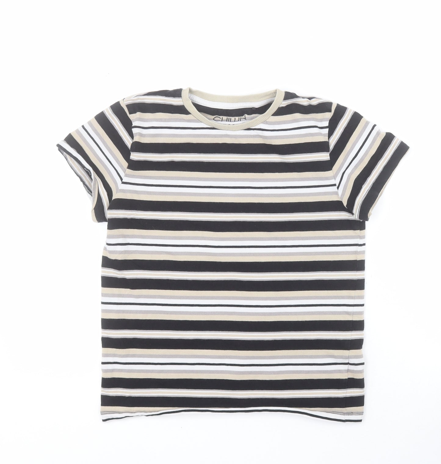 NEXT Boys Brown Striped 100% Cotton Pullover T-Shirt Size 11 Years Crew Neck Pullover