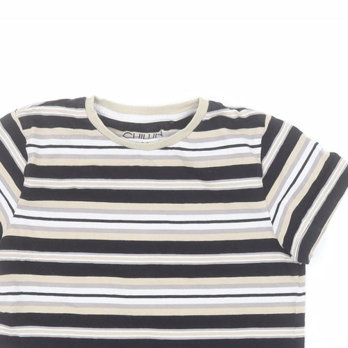 NEXT Boys Brown Striped 100% Cotton Pullover T-Shirt Size 11 Years Crew Neck Pullover