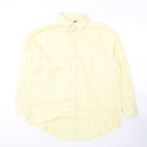 Damart Womens Yellow  Polyester Basic Button-Up Size 16 Round Neck