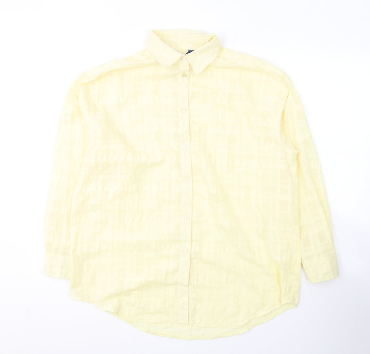 Damart Womens Yellow Polyester Basic Button-Up Size 16 Round Neck