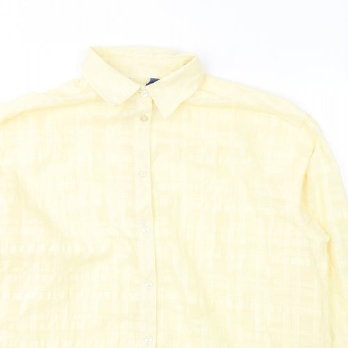 Damart Womens Yellow  Polyester Basic Button-Up Size 16 Round Neck