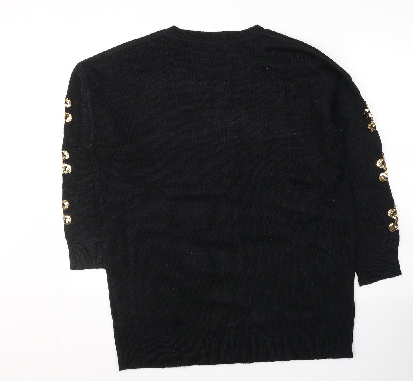 Anthology Womens Black Round Neck  Acrylic Pullover Jumper Size 16   - Gingerbread Man Christmas