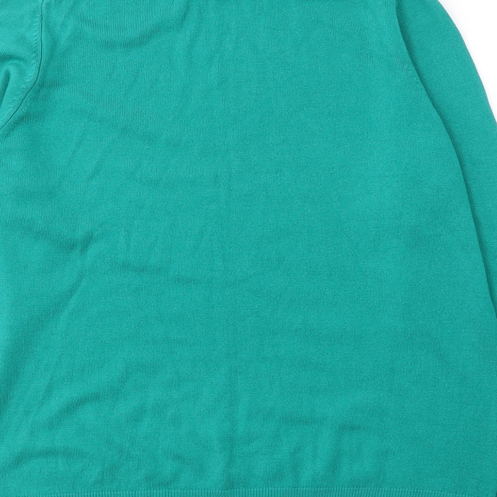 Marks and Spencer Womens Green Round Neck  Acrylic Pullover Jumper Size 18