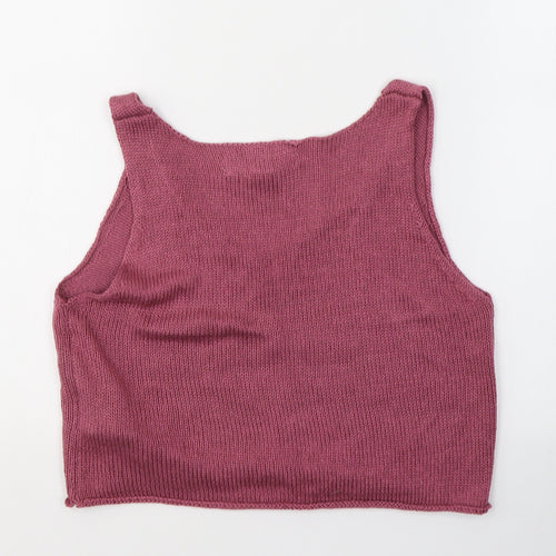 FOREVER 21 Womens Pink  Acrylic Cropped T-Shirt Size S Round Neck