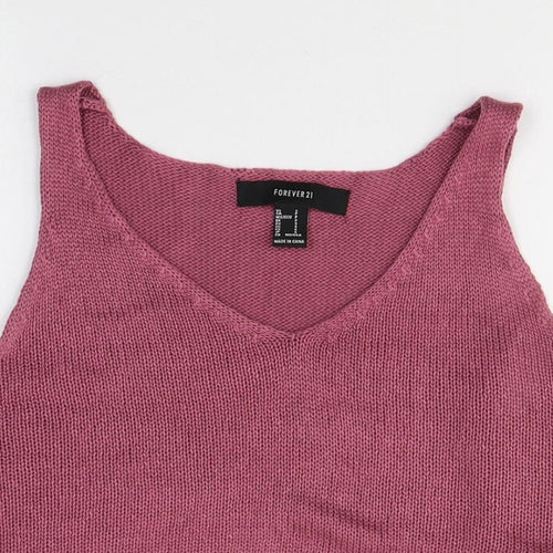 FOREVER 21 Womens Pink  Acrylic Cropped T-Shirt Size S Round Neck