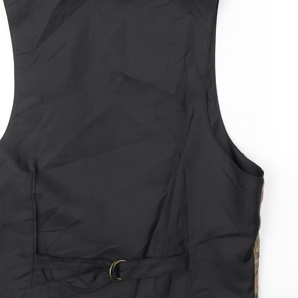 St.Micheal Womens Black  Acetate Jacket Suit Waistcoat Size 10