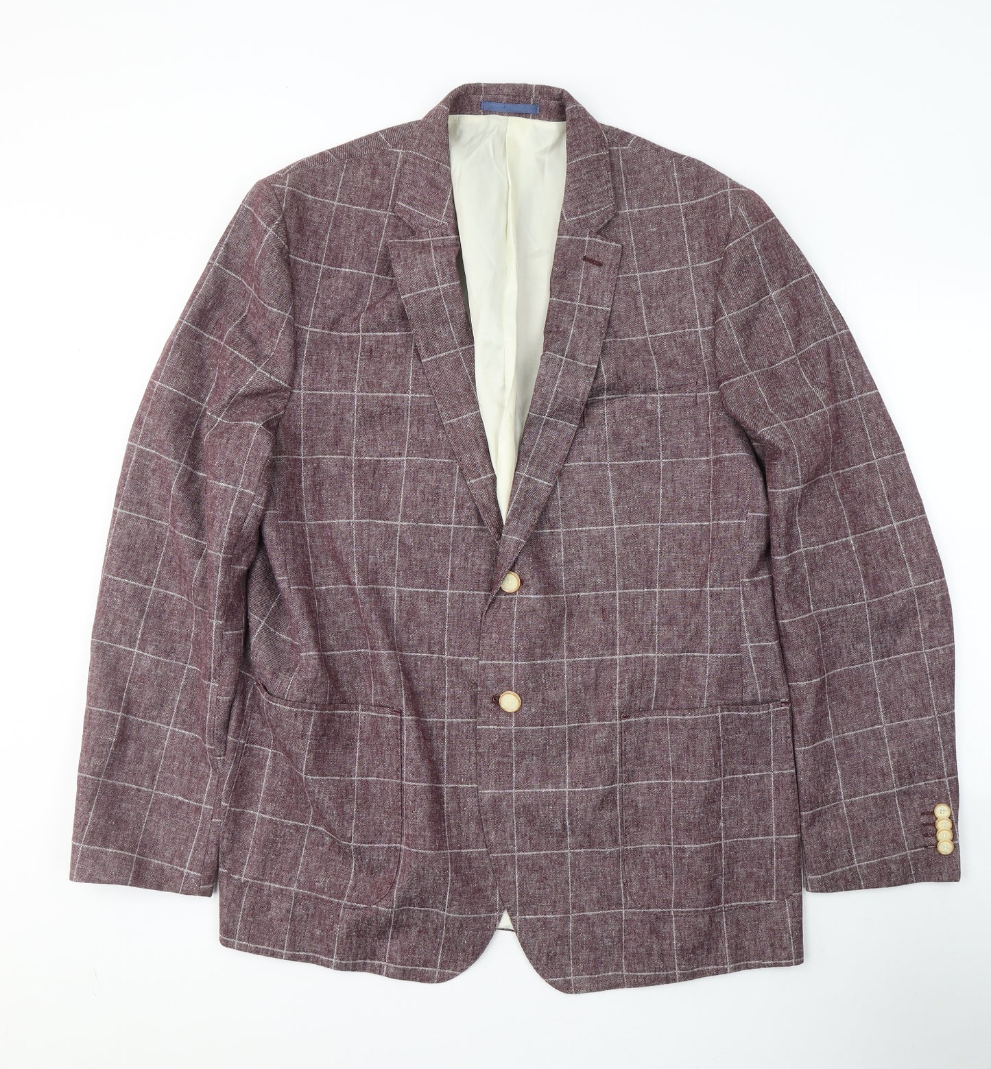 Marks and Spencer Mens Red  Linen Jacket Suit Jacket Size XL