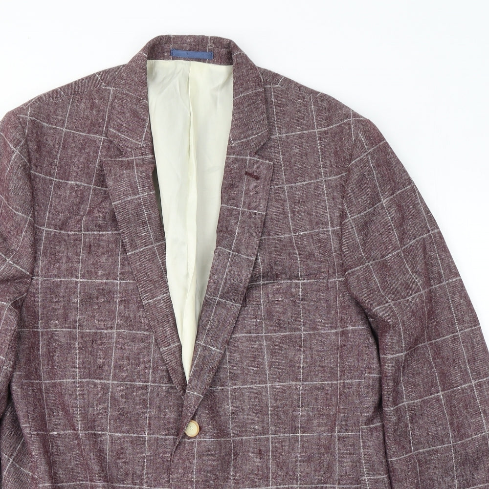 Marks and Spencer Mens Red  Linen Jacket Suit Jacket Size XL