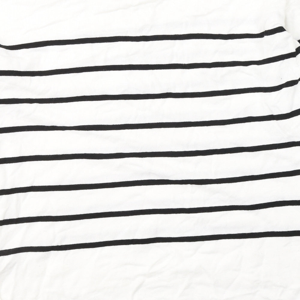 George Womens White Round Neck Striped Viscose Pullover Jumper Size 14   - Cut out shoulders detail