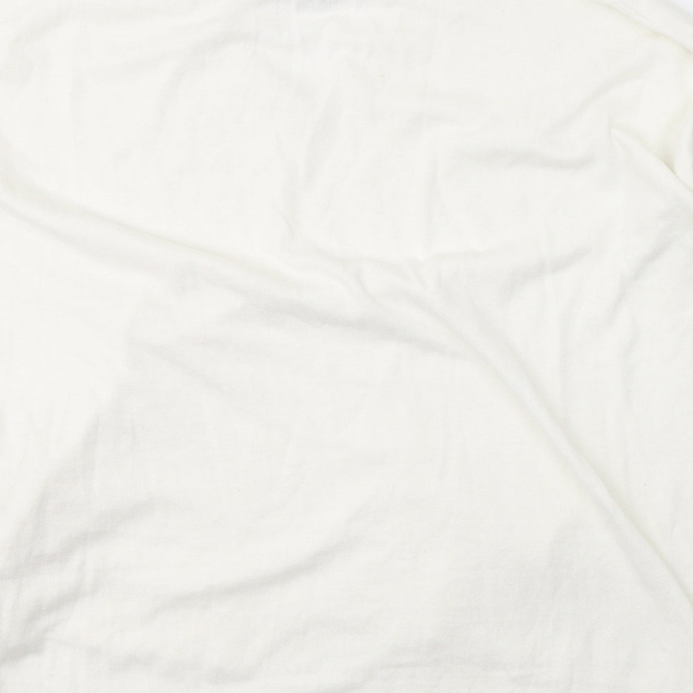 Great Plains Womens White Round Neck  Cotton Pullover Jumper Size M