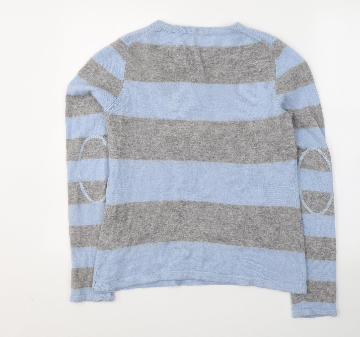 Amphora Mens Blue Round Neck Striped Cashmere Pullover Jumper Size M