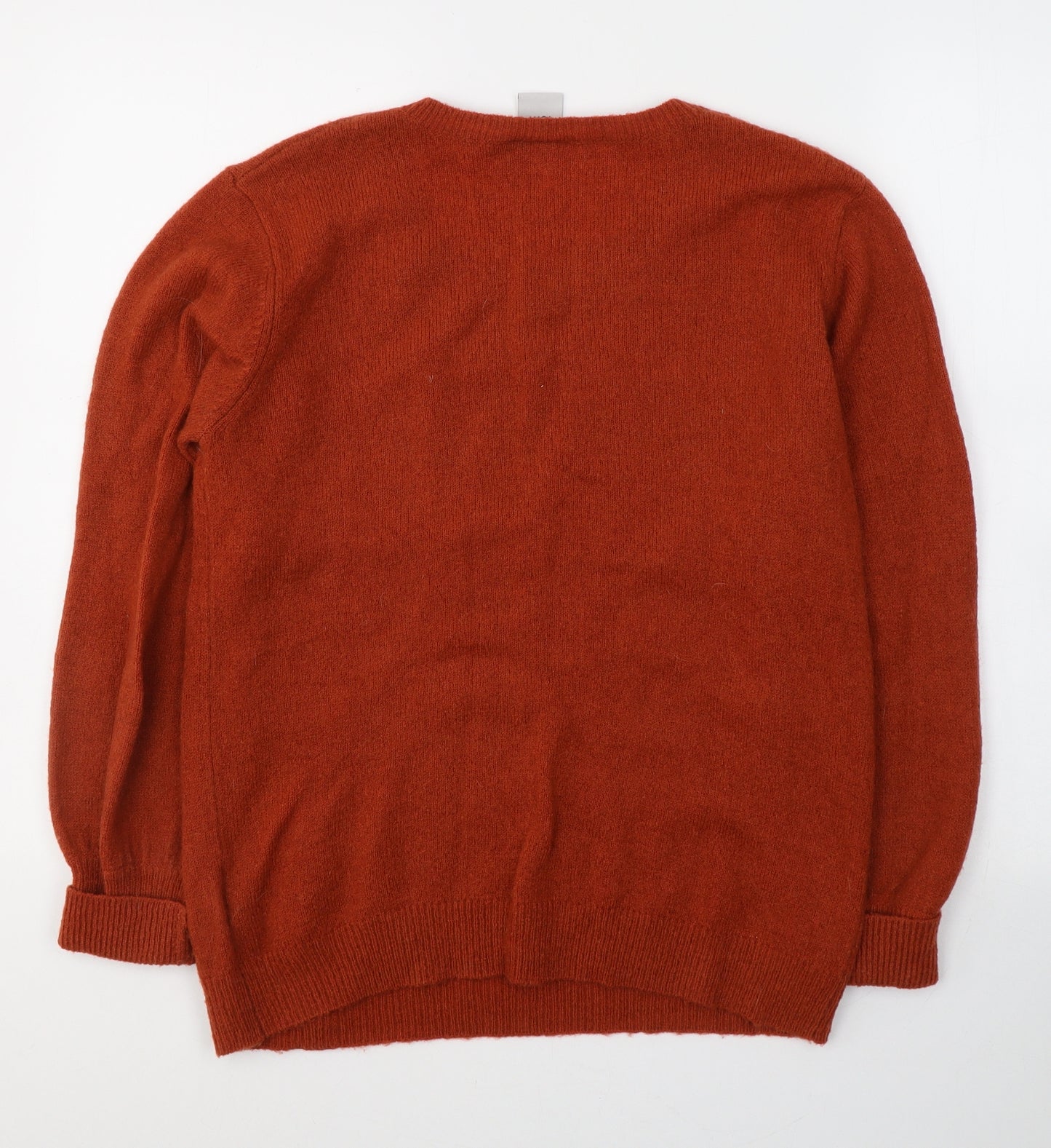 ICHI Womens Orange Round Neck  Acrylic Pullover Jumper Size L