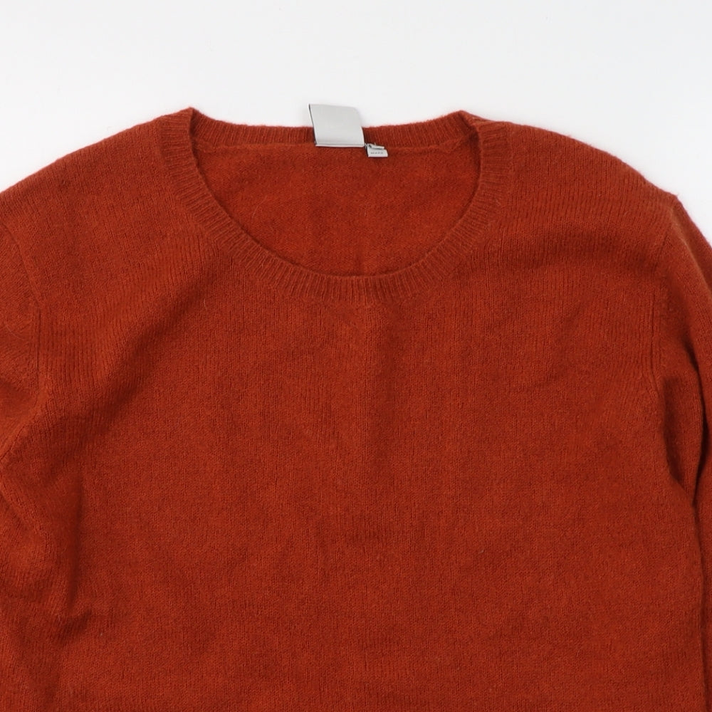 ICHI Womens Orange Round Neck  Acrylic Pullover Jumper Size L