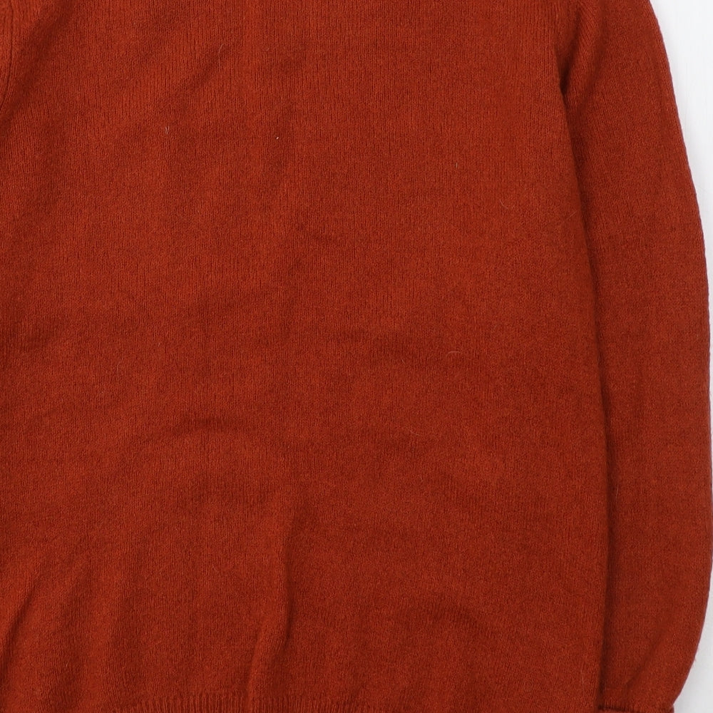 ICHI Womens Orange Round Neck  Acrylic Pullover Jumper Size L