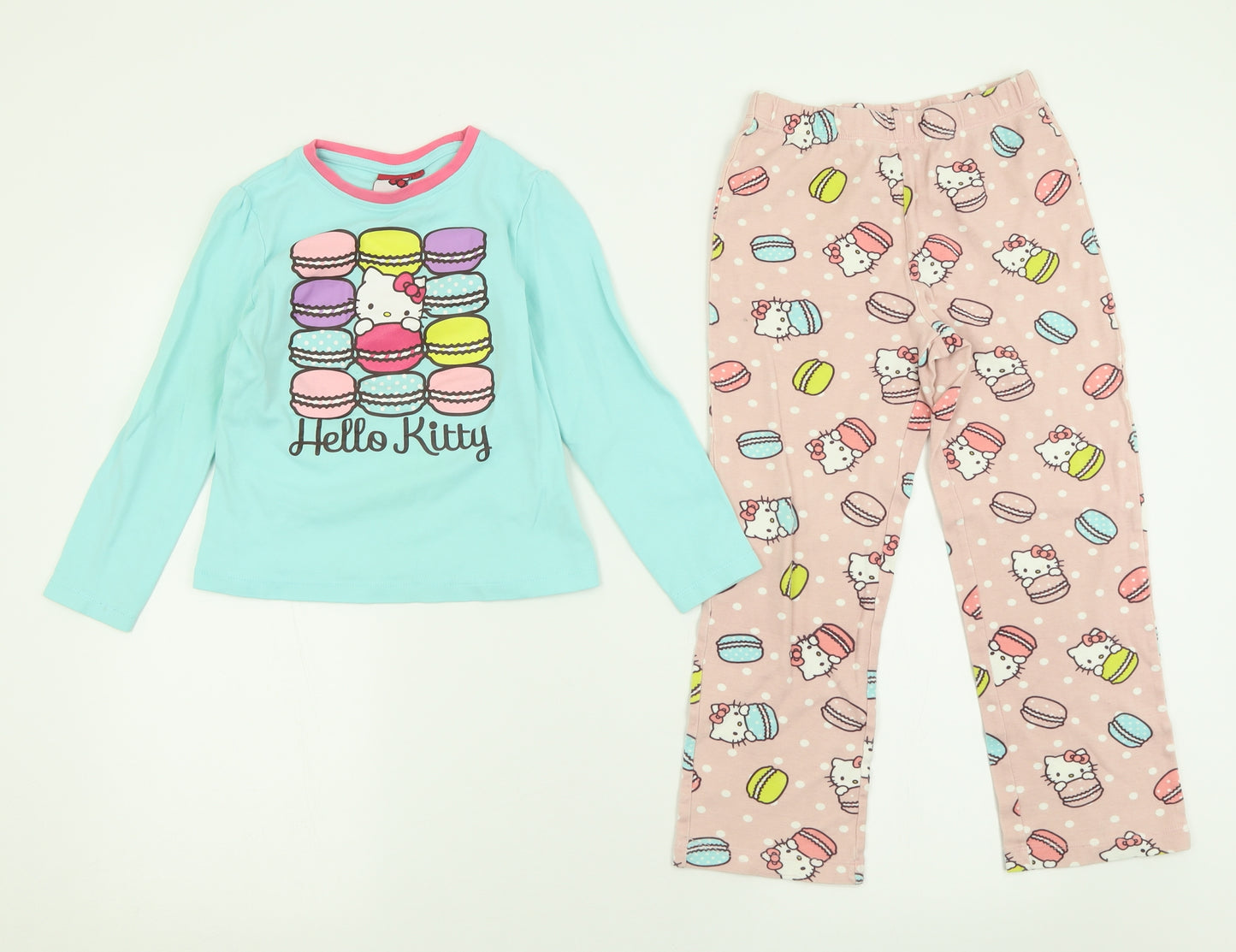Hello Kitty Girls Multicoloured Geometric Cotton Cami Pyjama Set Size 7-8 Years  Pullover