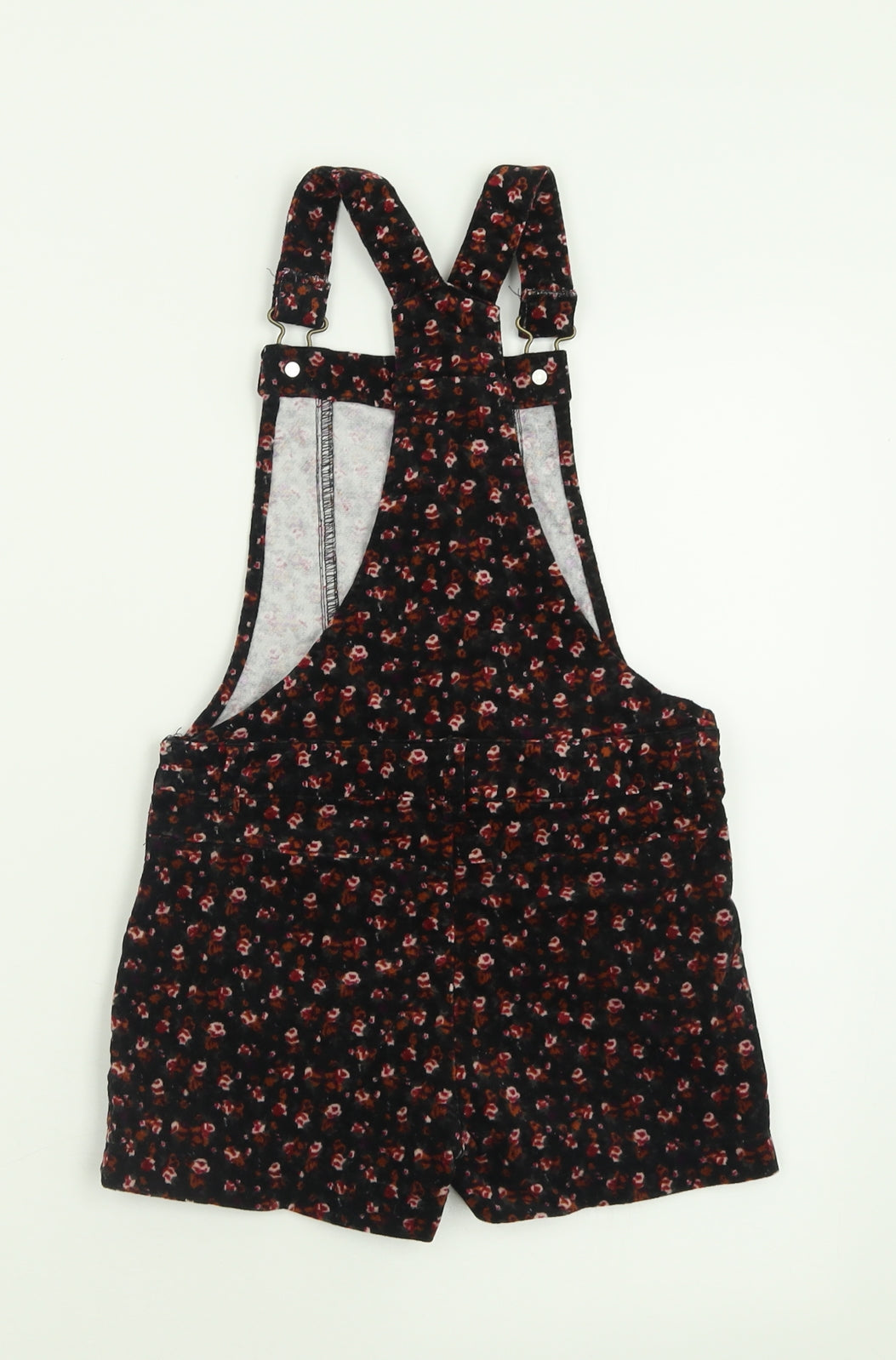 Matalan Girls Blue Floral Cotton Dungaree One-Piece Size 8 Years  Button