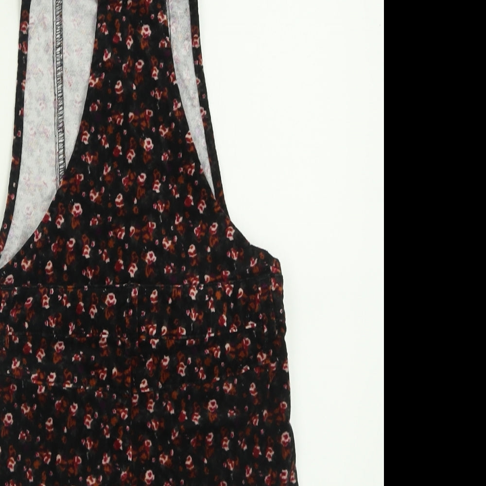 Matalan Girls Blue Floral Cotton Dungaree One-Piece Size 8 Years  Button