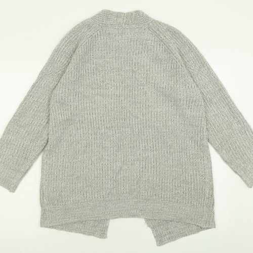 Papaya Womens Grey V-Neck  Acrylic Cardigan Jumper Size M