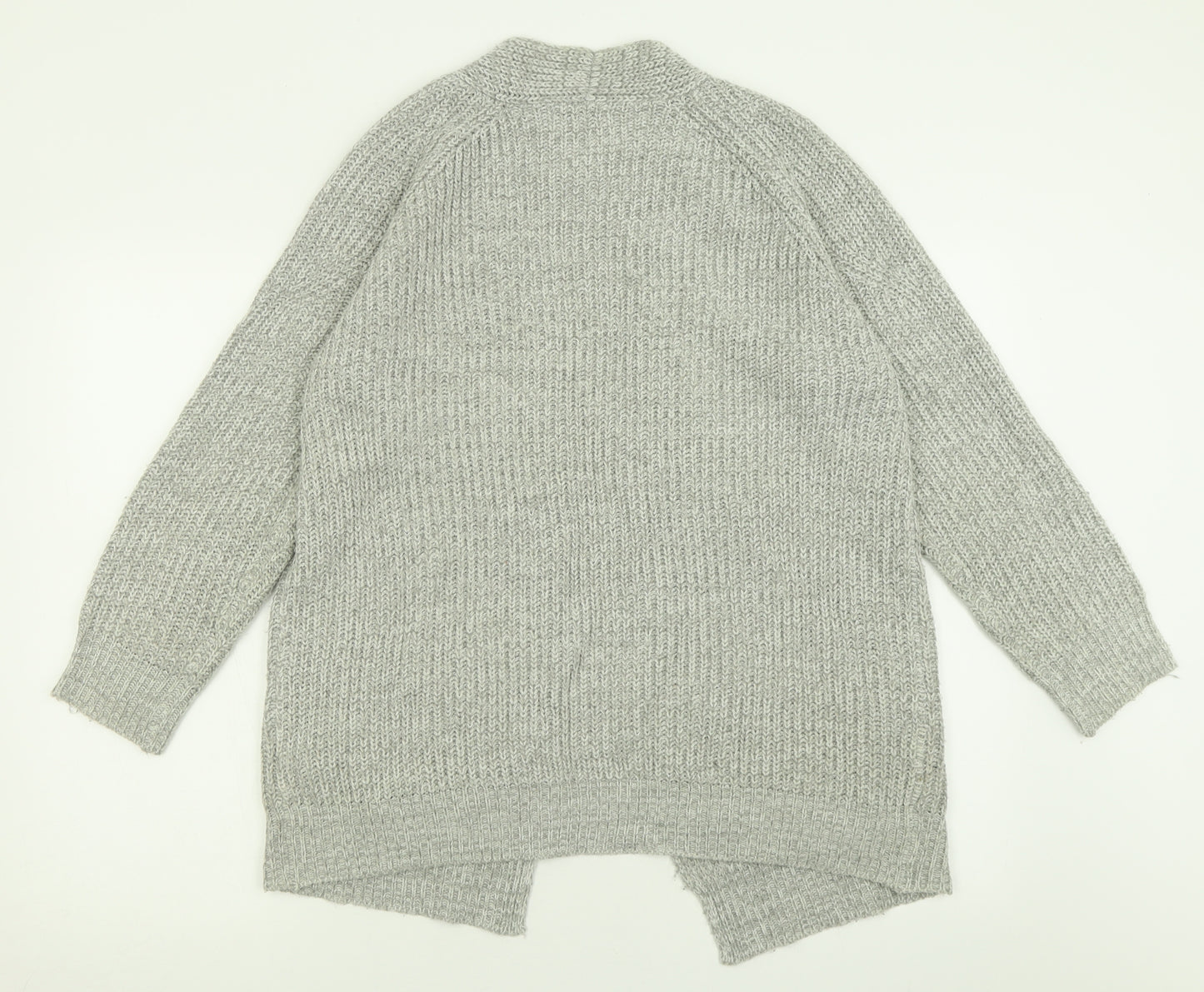 Papaya Womens Grey V-Neck  Acrylic Cardigan Jumper Size M