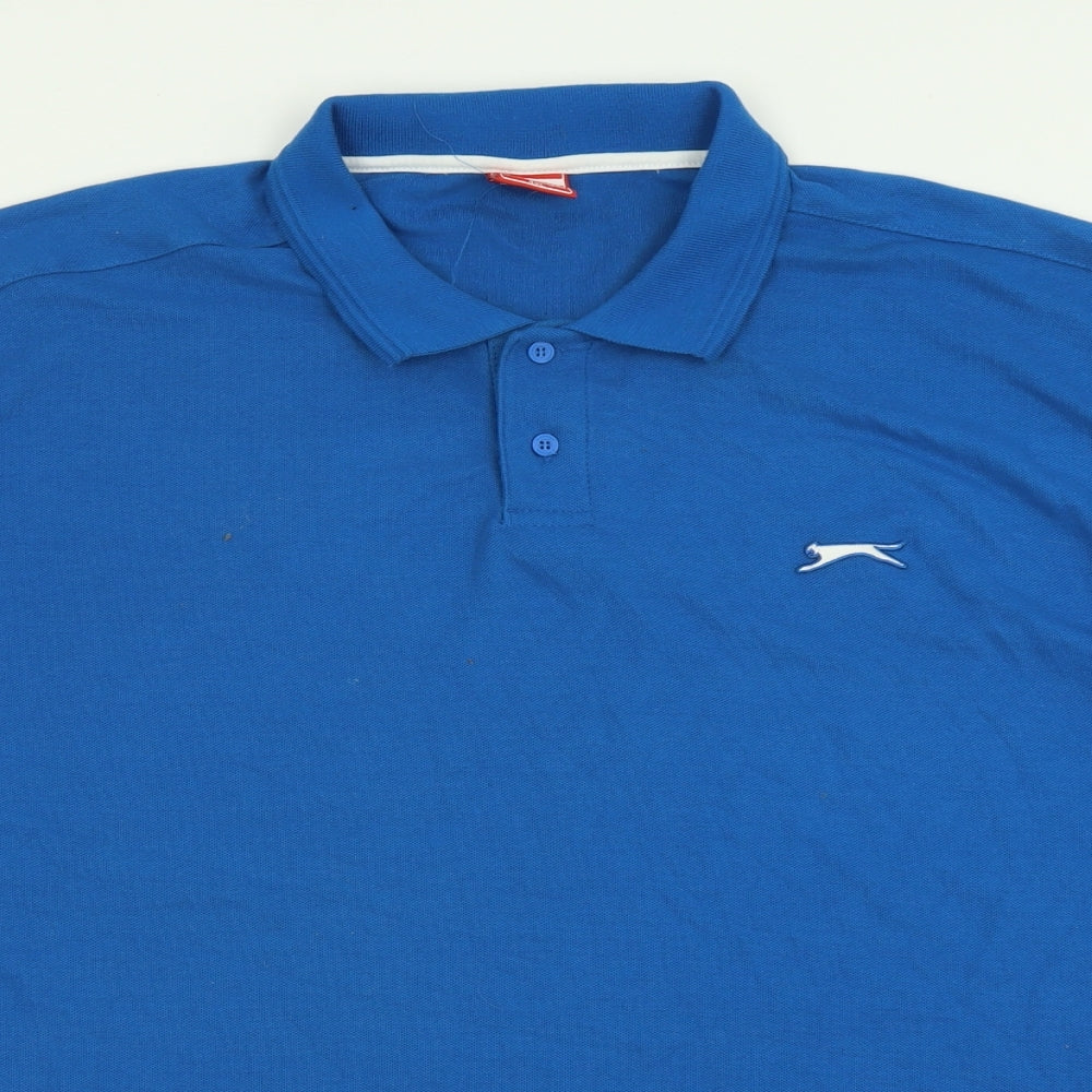 Slazenger Mens Blue  Cotton  Polo Size 4XL Collared Button
