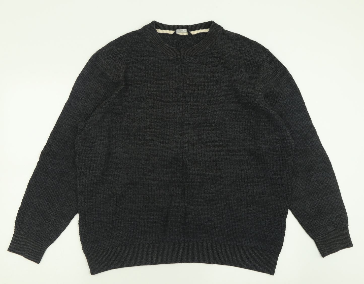 George Mens Black Crew Neck  Cotton Pullover Jumper Size XL