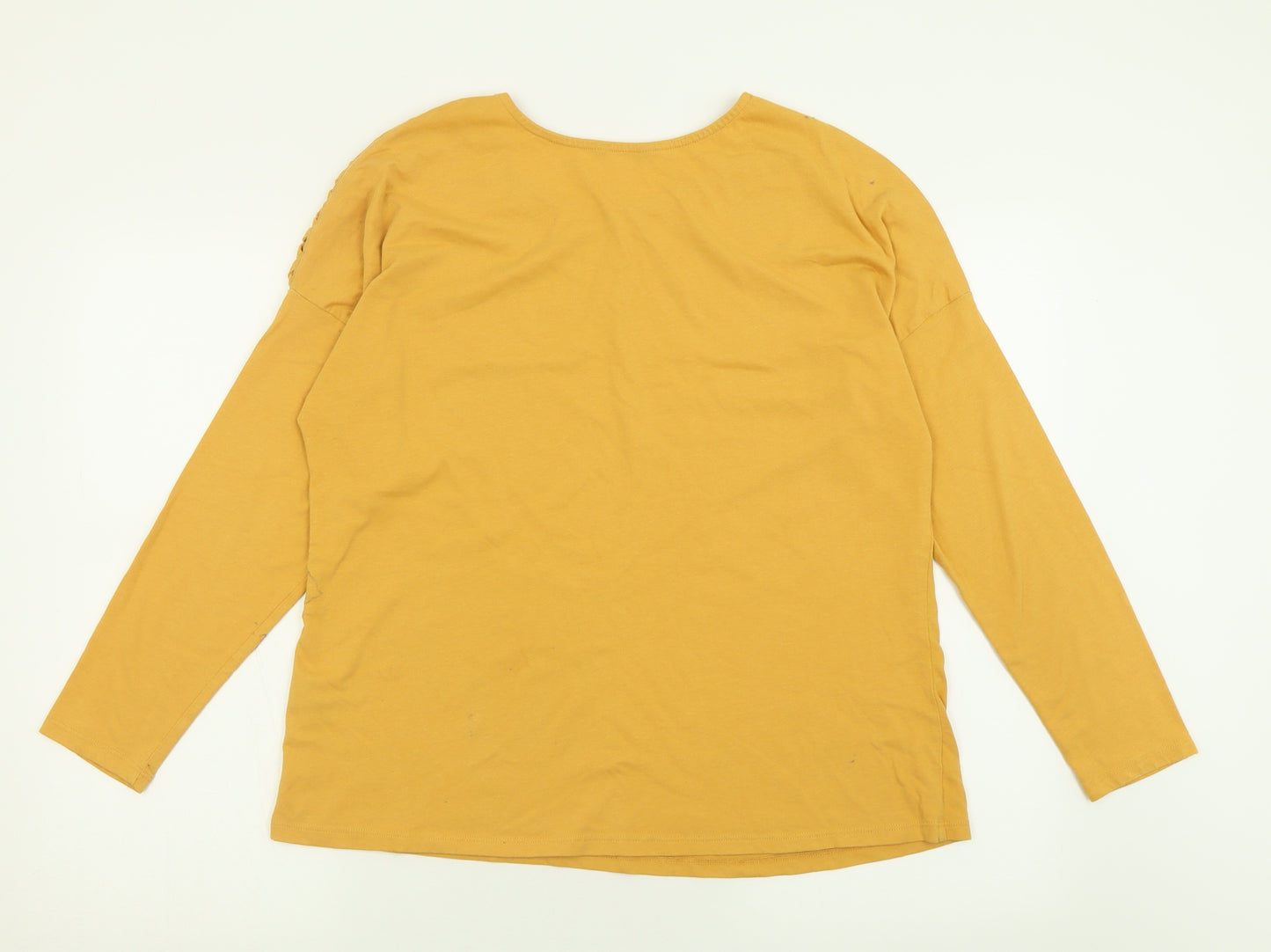 pep&co Womens Yellow  Cotton Basic T-Shirt Size 16 Crew Neck - Shoulder Detail