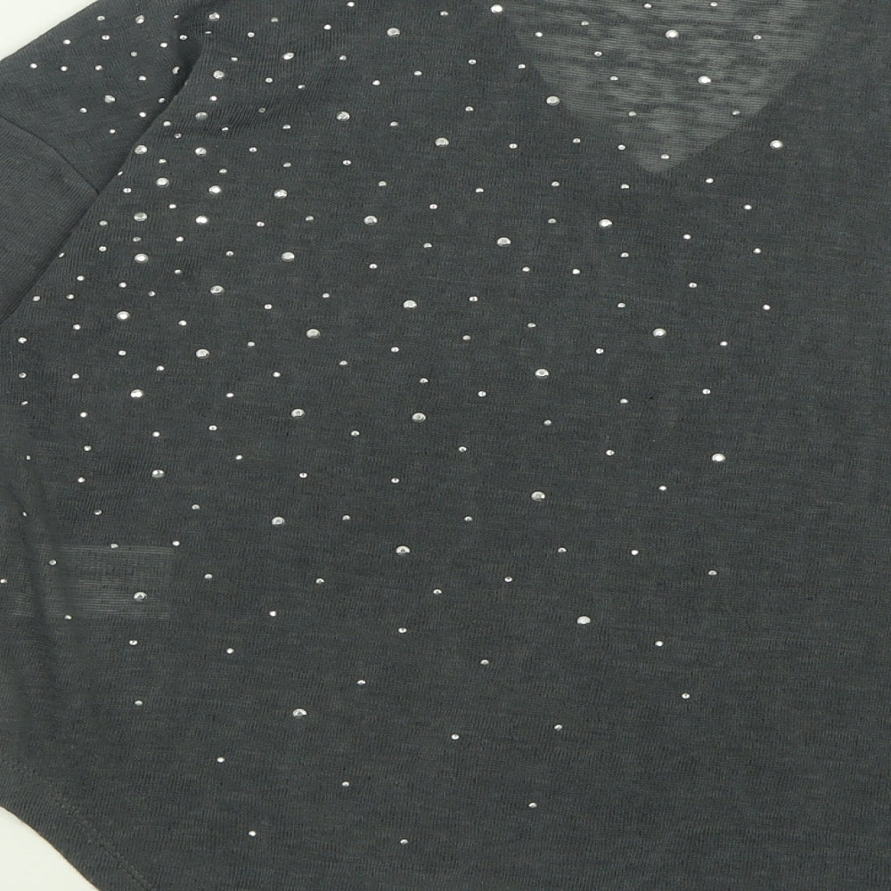 marble Womens Grey V-Neck  Polyester Pullover Jumper Size 10