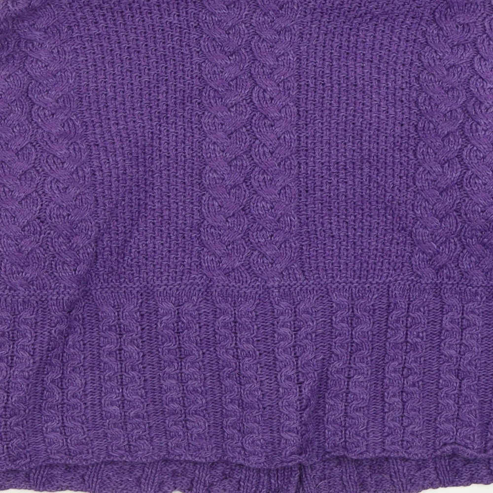 Emerald Womens Purple Collared  Acrylic Cardigan Jumper Size L