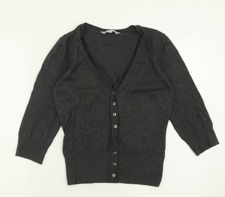 Red Herring Womens Grey V-Neck Viscose Cardigan Jumper Size 10