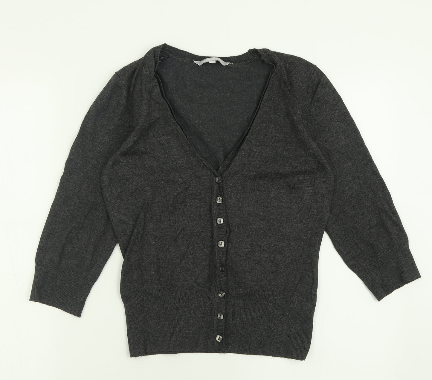 Red Herring Womens Grey V-Neck  Viscose Cardigan Jumper Size 10